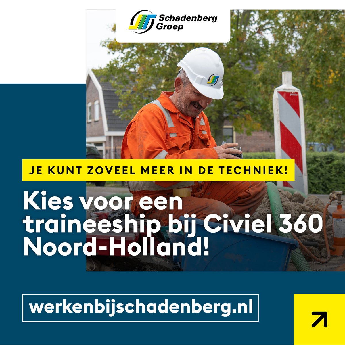 Heb jij affiniteit met techniek? 

Je bent bij ons van harte welkom! Je kunt bij ons bijvoorbeeld kiezen voor een tweejarige traineeship via het samenwerkingsinitiatief Civiel360 Noord-Holland. 

Meer weten? Check: schadenberg.nl/je-kunt-zoveel…