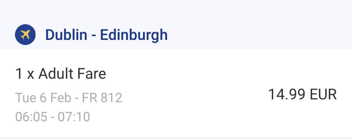 €21.60 from Swords to Dublin airport. €14:99 to fly from Dublin to Edinburgh. Make it make sense……