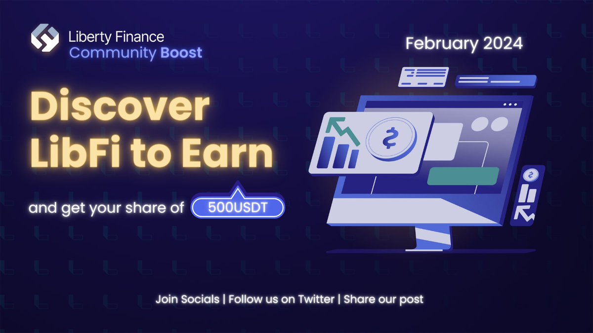 LibFi_ai's tweet photo. 🚀 Exciting News!

🌟Join our Community Boost Campaign NOW for a chance to win a share of $500 USDT!🎉

Be the first to get exclusive updates on our upcoming launch, incentive programs, and #testnet rewards. 

Don't miss out - your crypto journey awaits! 

Details in the comments https://t.co/4GHoWvgN7w