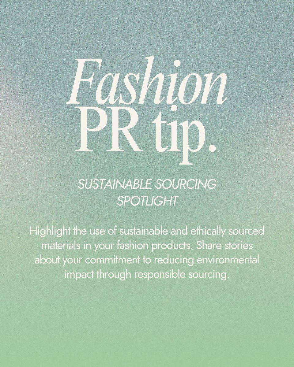 PRinWonderland's tweet photo. Fashion PR Tip: Showcase the elegance of sustainability! Elevate your brand by highlighting the use of eco-friendly materials and sharing tales of responsible sourcing. Fashion with a purpose is the new black! 💚👗 #SustainableFashion #EthicalStyle #EcoChic #FashionWithPurpose https://t.co/rvCpx6j4fj
