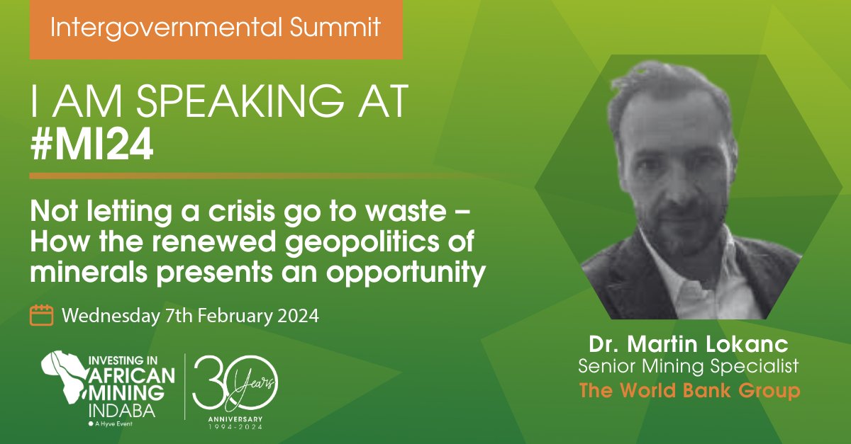 WorldBankAfrica's tweet image. In the face of a mining paradigm shift in #Africa, producers must adopt strategic policy initiatives. At #MiningIndaba, we'll explore the roadmap for staying ahead and driving positive change in the mining sector. 🚀💡

Join us! wrld.bg/V81F50QxNtP #MI2024 #SustainableMining