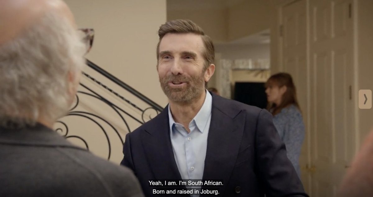 A pretty, pretty lekker surprise in episode 1 of the 12th season of Curb Your Enthusiasm. Sharlto Copley, best known as Wikus van der Merwe in District 9, plays a heavily accented ex-SA business tycoon named Michael Fouchay. (Ha). He even mentions Elon Musk at one point.