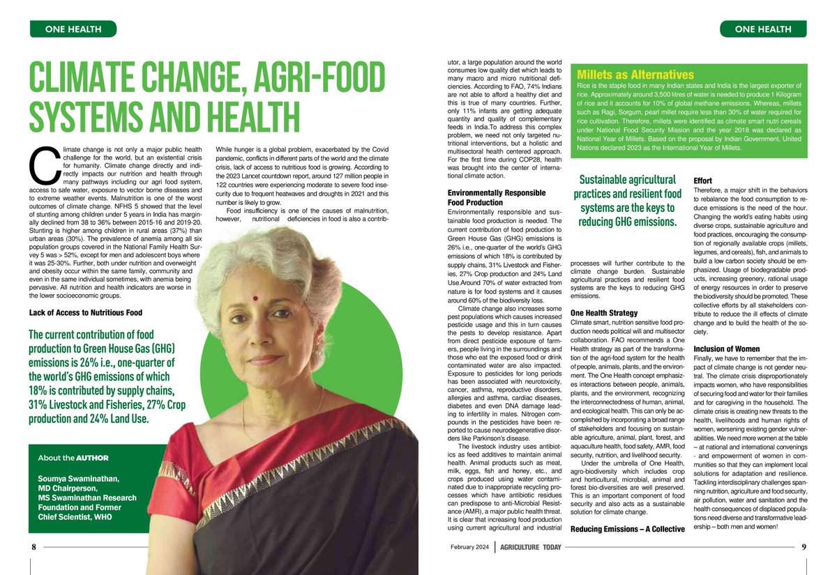 Mrs @doctorsoumya, MD, Chairperson, @mssrf & Former Chief Scientist, @WHO, shares her insights on the interconnected issues of Climate Change, Agri-Food Systems, and Health.

#climatechange #business #food #health #nutrition #greenenergy #onehealth #millets #wheat #corns #soybean