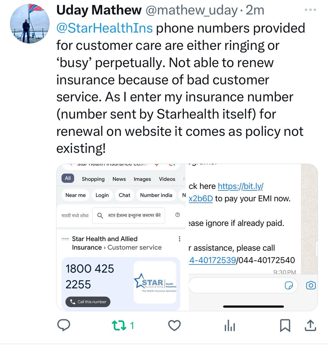 mathew_uday's tweet photo. @StarHealthIns https://t.co/8IWk0y4b1U