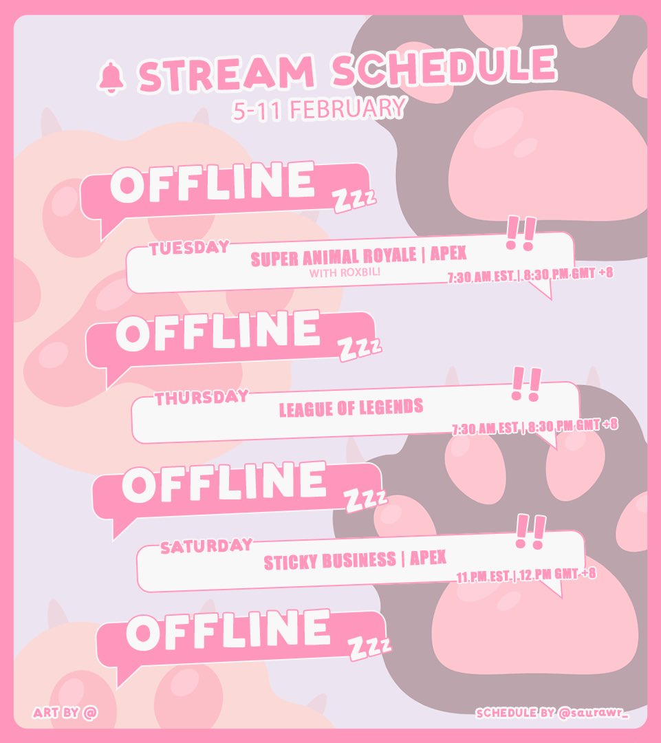 Artemypew's tweet photo. 🫀SCHEDULE 🫀

Pew pew pew have a good day ꒰ᐢ. .ᐢ꒱₊˚⊹

ART: #Artelustrift
LIVE: #PartyArty
TWITCH: https://t.co/nGqFkYyhdd
TIKTOK: https://t.co/jCwrw2Y8ry…
YOUTUBE: https://t.co/V5h09ZHcJH…

Stream sched: https://t.co/z4VymdyQBc https://t.co/lJhu4Y0DCn