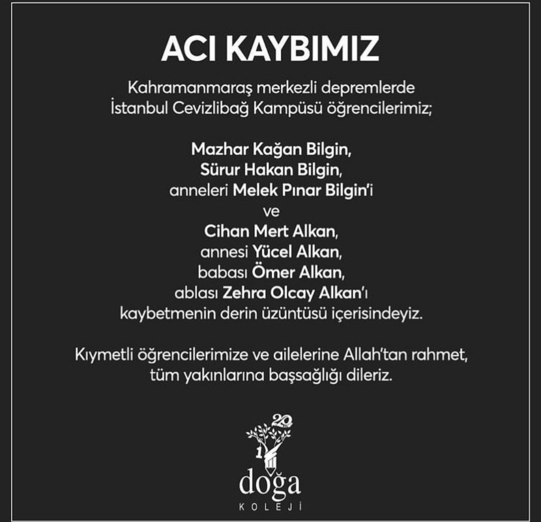 CevizlibagDoga's tweet photo. 6 Şubat Kahramanmaraş merkezli depremlerde hayatını kaybeden öğrencilerimiz; Mazhar Kağan Bilgin, Sürur Hakan Bilgin ve anneleri Melek Pınar Bilgin'i ve Cihan Mert Alkan, annesi Yücel Alkan,babası Ömer Alkan, ablası Zehra Olcay Alkan'ı rahmetle anıyoruz. Sizi unutmayacağız... 🇹🇷 https://t.co/HqbJrBo1Ib