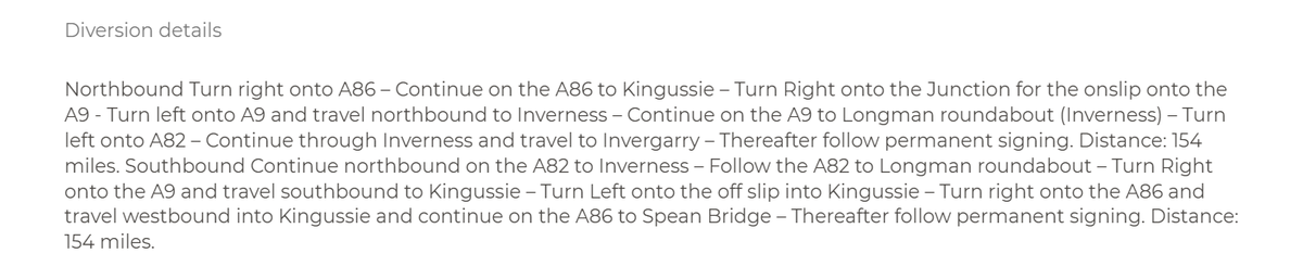 trafficscotland's tweet photo. @NWTrunkRoads ❗️UPDATE⌚️ 06:12

🛣️#A82 Drumnadrochit / Invermoriston

The #A82 between Drumnadrochit and Invermoriston REMAINS ⛔ CLOSED ⛔️in both directions due to debris on the carriageway.

Clean up is ongoing this morning

Diversion details can be found below�� 

@NWTrunkRoads https://t.co/7DZC9ChQRI