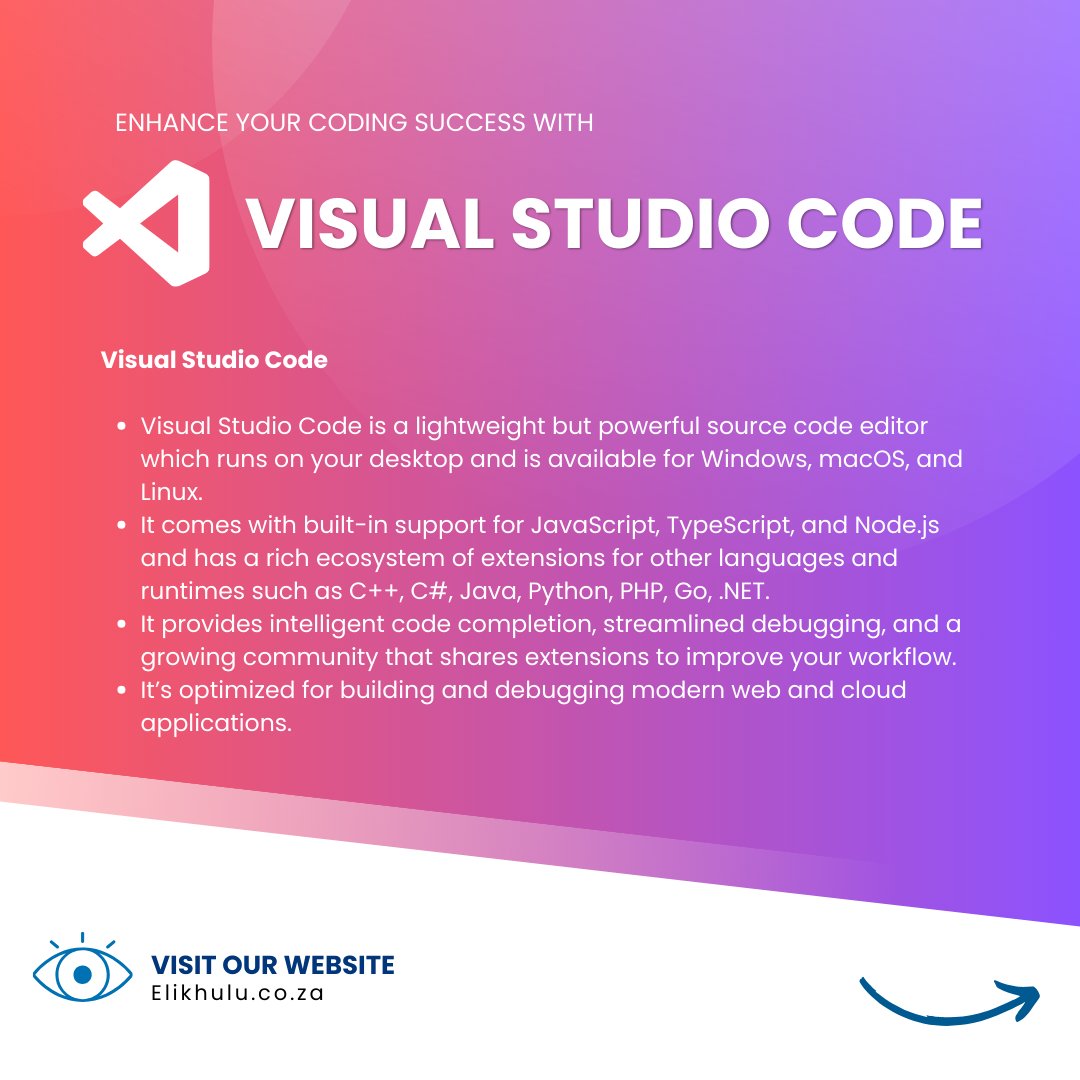 _Elikhulu's tweet photo. Unlock the power of coding with a toolkit that speaks your language! 📷 Introducing Visual Studio Code!
Explore these essential software development tools tailored for usability and efficiency. #DevTools #CodingSuccess https://t.co/7fOP1bd0Qy