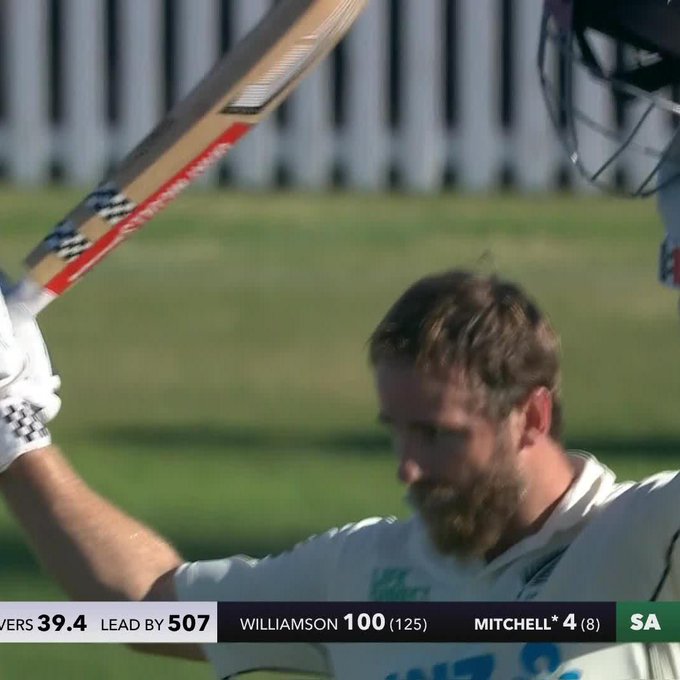 A second century for Williamson! He becomes the 5️⃣th Kiwi player to record 2️⃣ hundreds in the same Test. 👏 📹 Credits: Twitter/TVNZ