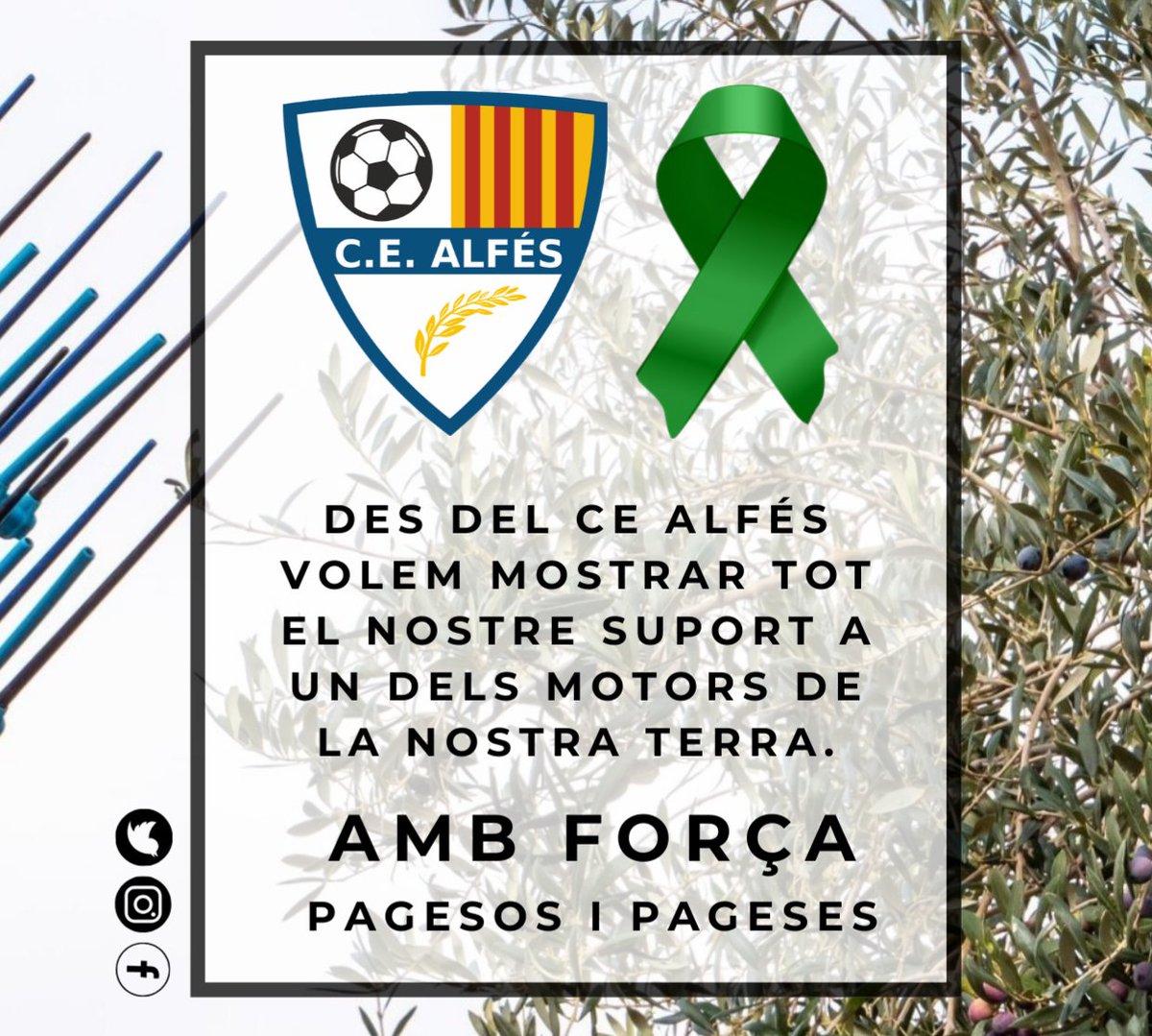 CEAlfes's tweet photo. MOBILITZACIÓ DE LA PAGESIA | Des del C.E. Alfés volem mostrar tot el nostre suport a un dels motors de la nostra terra. Endavant i amb determinació.

#cealfes #alfes #pagesia #lanostraterra #mobilització #prou #pobles #rural #manifestació #tractorada https://t.co/KioFkr03fJ