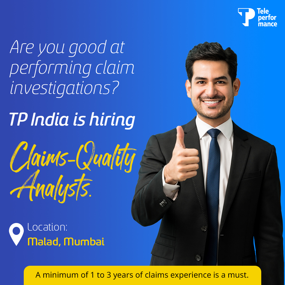 So, you are in, right? Apply now at bit.ly/RecJan2023.

We are looking for someone who has industry experience in claims management processes and regulations.

Good communication skills are a must.

#TPIndia #TPCareers #InsuranceJobs #ClaimsJobs #Hiring