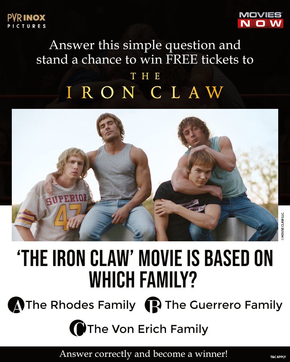 #ContestAlert Legends in and out of the ring! 💪 Give the correct answer and stand a chance to WIN movie tickets to ‘The Iron Claw’! 💥