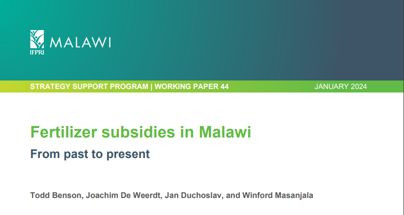 IFPRIMalawi's tweet photo. #NowReading Fertilizer subsidies in Malawi: from past to present

🖊️Todd Benson, Joachim De Weerdt, @j_duchoslav, and Winford Masanjala

💻https://t.co/ZFKgMjYkXD

#fertilizer #subsidies #Malawi https://t.co/u7otNrXUyQ