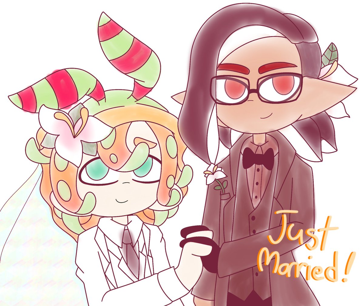 APeonySeapie's tweet image. Maxxflow month: Day 5

&quot; Wedding &quot; 

I decided to go with a watercolor look :&amp;gt;
Might try new art styles each day! 

#DJSeaflow #Splatoon #Maxxflow