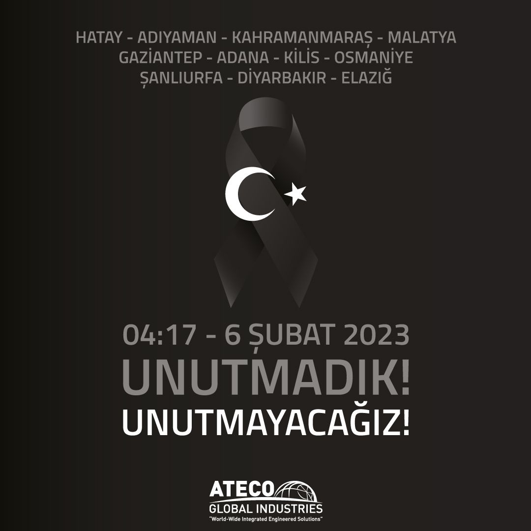 AtecoGlobal's tweet photo. UNUTMADIK!
UNUTMAYACAĞIZ!

Depremde vefat eden vatandaşlarımızı rahmet ve minnetle anıyoruz.

#6Şubat #Unutmadık #Unutmayacağız https://t.co/14cgVX8ixq