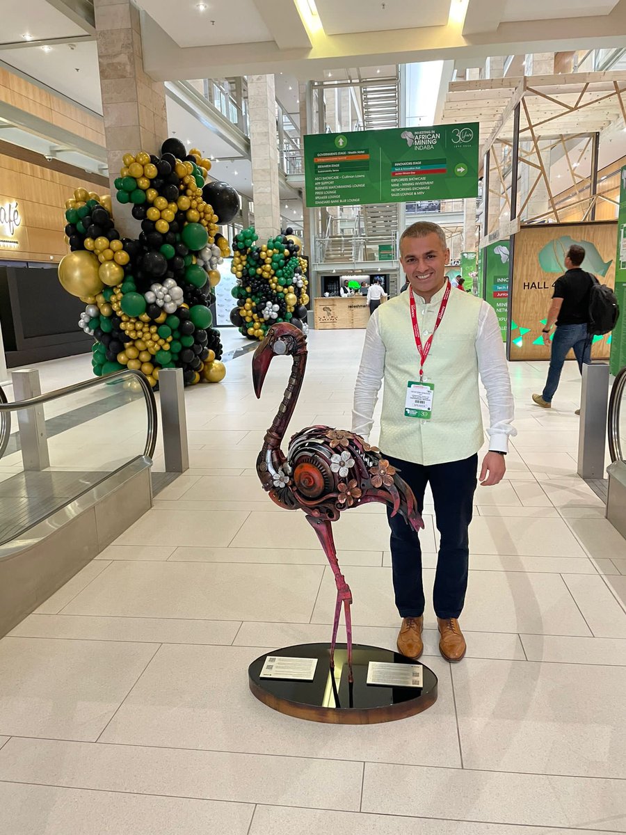This is a picture of a strange looking, noisy creature on 2 legs…standing next to a flamingo. 

Here’s why we’re both at the #MiningIndaba - nature.icmm.com/sculpture