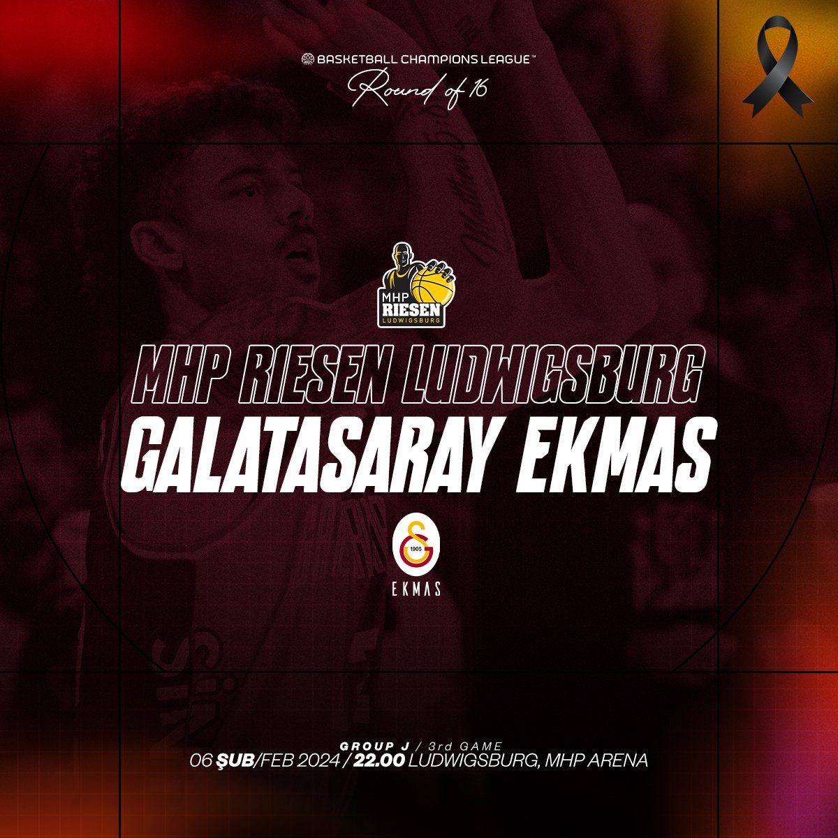 🔥 Maç Günü  |   🏆 <a href="/BasketballCL/">Basketball Champions League</a> 
🏀 Top 16 - J Grubu 3. Maç
🆚 MHP Riesen Ludwigsburg X 𝗚𝗮𝗹𝗮𝘁𝗮𝘀𝗮𝗿𝗮𝘆 𝗘𝗸𝗺𝗮𝘀
🕙 22.00 | 📺 Tivibu Spor 1
🏟 MHP Arena, Ludwigsburg 🇩🇪

#️⃣ #AslanGibiSavaş 🦁 #FightLikeALion