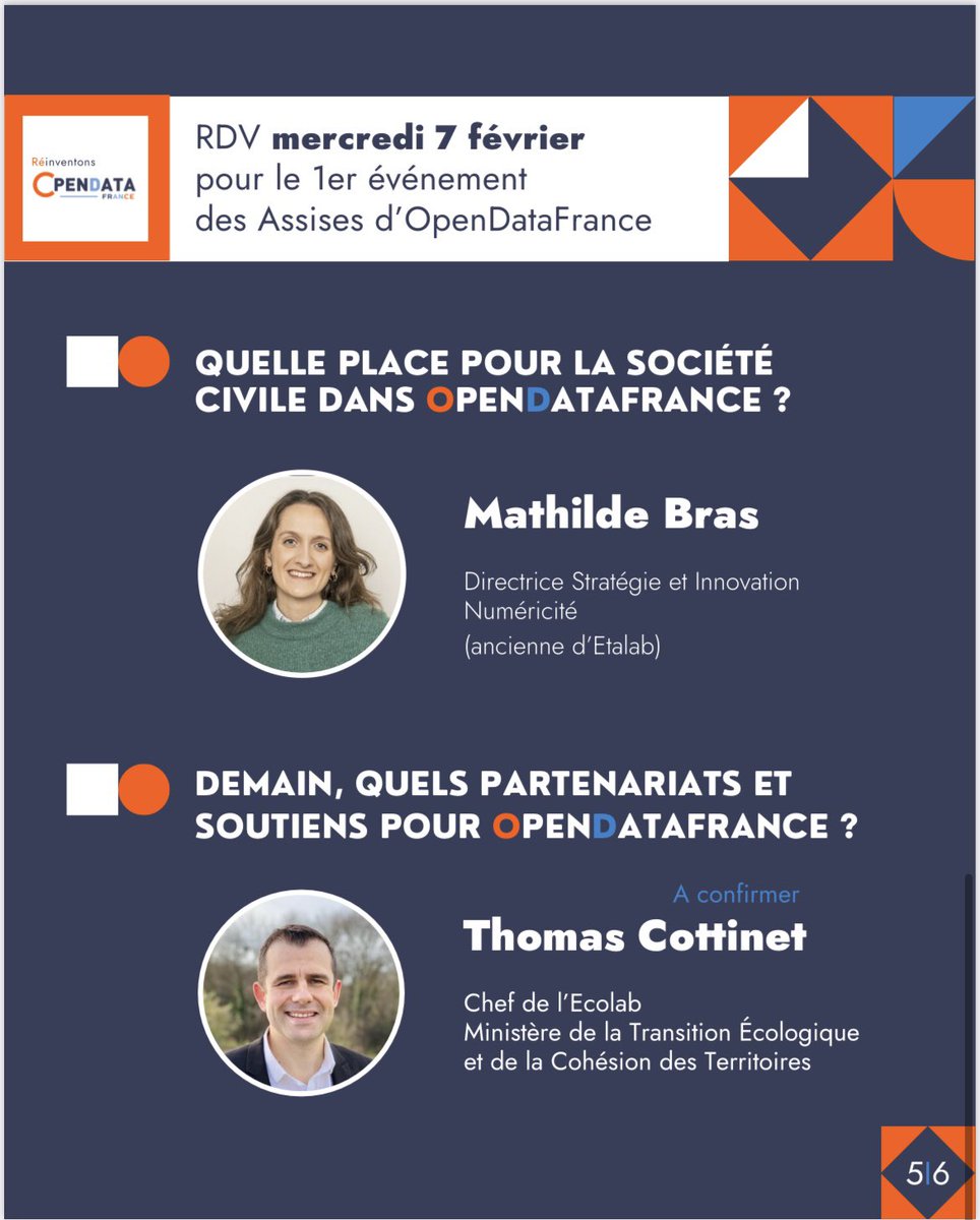 🆕 Demain, c’est le 1er événement des Assises d’ @opendata_fr, après un mois de consultation auprès des collectivités et partenaires : merci aux intervenants de venir parler #data sans tabous ! 📆 mercredi 7/02, à 17h, en ligne. Inscriptions 👉 mobilizon.fr/events/71966e6…