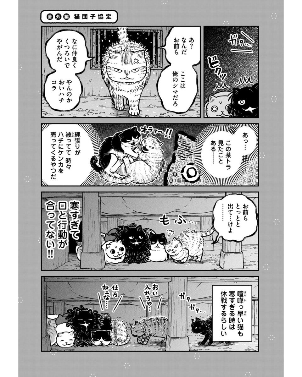 冬の寒い日、野良猫たちがどうやって生き延びるか おまけ #ツレ猫マルルとハチ #マルルとハチ #漫画が読めるハッシュタグ