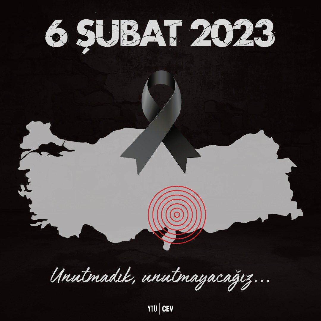 ytucev's tweet photo. Asrın felaketi 6 Şubat depremlerinin birinci yılında hayatını kaybeden vatandaşlarımızı rahmet ve saygıyla anıyor, geride kalanlara sabırlar diliyoruz. https://t.co/Uqrjj7ceSC