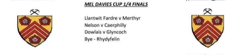 We have be drawn away to @DowlaisRfc in the 1/4 Finals of the Mel Davies cup🏆 Game is to be played by the 16th of March so please keep an eye on our page for when we can get the game arranged🏉 #forthefern⚫️🔴
