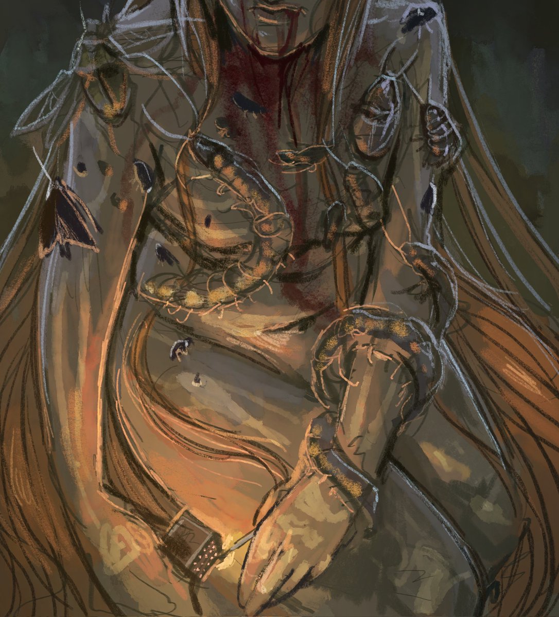 FryingPanties's tweet photo. About exactly four years ago, I drew my last bug-infested portrait that was based on a dream!
#dreamjournal #art #artist #illustration #digitalart #porcreate https://t.co/zNLT3VIdvF