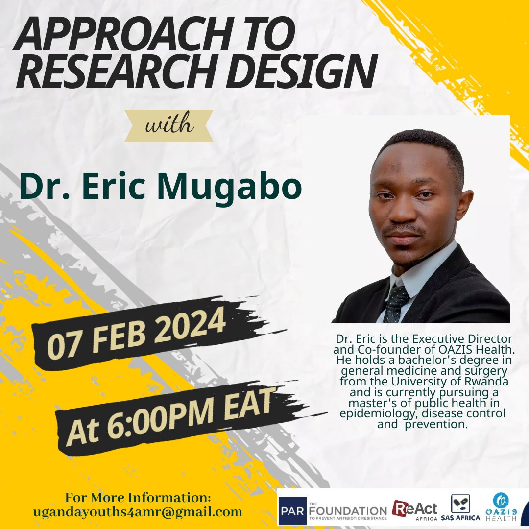 In our quest to raise at least 100+ early career researchers this year, we are blessed to host Dr. @EricMugabo03 from Rwanda, delving into #Research Design. As the ED & Co-founder of @OazisHealth, his expertise in public health & research promises valuable insights this Wednesday