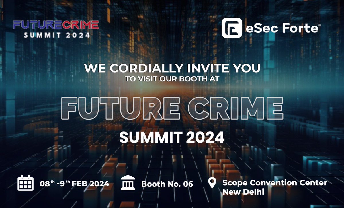 Visit us at the Future Crime Summit 2024! Block your calendar for 8-9th February and stop by booth no 6 to witness our Forensics Products & Services. . . . #esecforte #cybersecurity #dfir #esecfortians