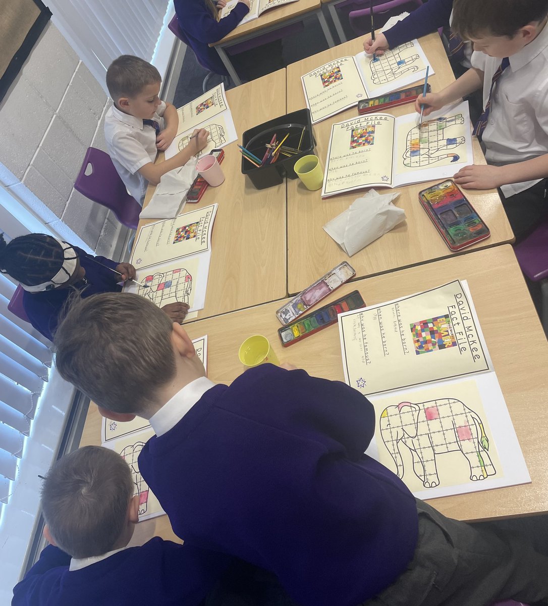 Emmaus_School's tweet photo. 2W have been enjoying their painting topic for Art, we used watercolours to make our own Elmer painting! 🎨🖌️ #EmmausYearTwo #EmmausArt https://t.co/IBS7WXTLsi