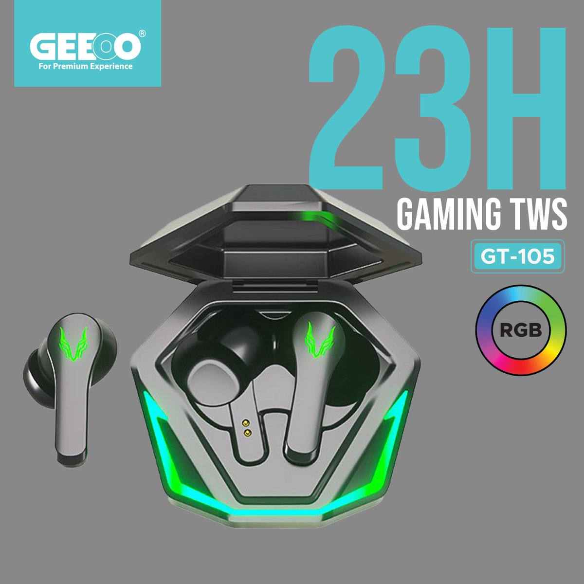 geeoo_official's tweet image. Game on, level up! The GEEOO GT105 are the pro gamer's choice. Because it has:
• Immersive RGB lights
• 23 hours of total backup
• Bluetooth 5.3 for flawless audio
• Comfort for marathon gaming sessions
• High-quality audio for epic wins
#GEEOGT105 #gamingTWS #earbuds