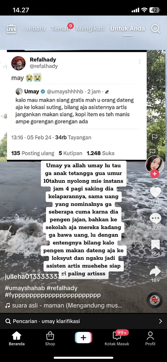 trymeysintya1's tweet photo. MAMPUS KALIAN DI GORENG! GAK LAYAK KALIAN MAIN SOSMED! @refalhady @umayshhhhb #umay #refalhady https://t.co/S5TPbz7Cd3