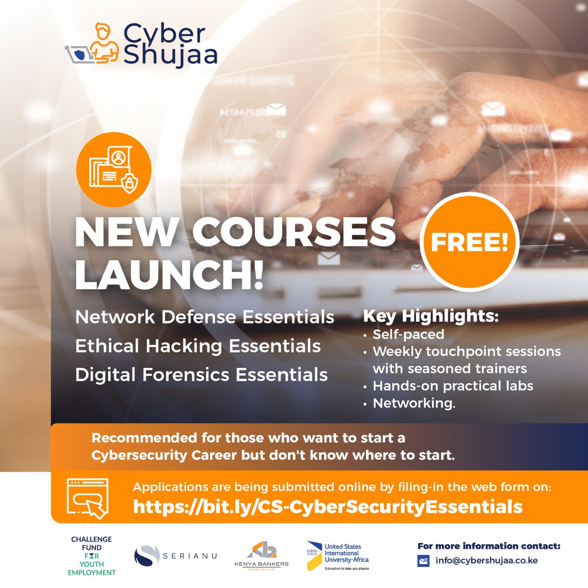 cybershujaa's tweet photo. Cyber Shujaa is thrilled to introduce our latest Cyber Security Essentials courses for Cyber Security beginners.
The best part, our instructors will guide you through the journey through weekly touch points sessions. To start today, apply here: https://t.co/ErsEcV2puM 💻🛡 https://t.co/marAOg2jWI