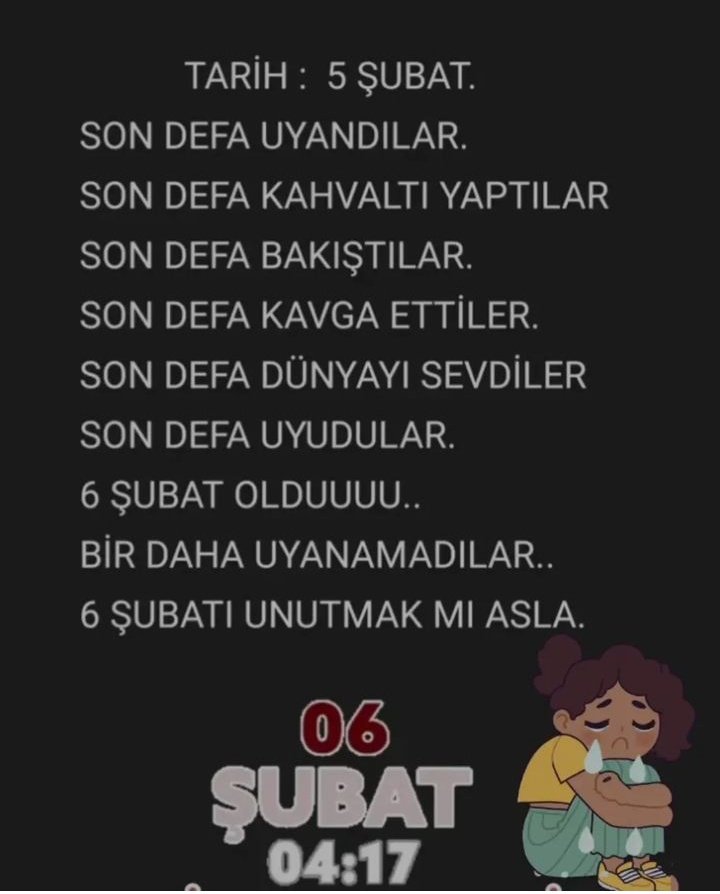 Bir depremzede olarak 6şubatı unutmak asla mümkün değil 😢😢