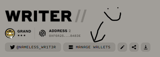 nameless_wr1t3r's tweet photo. Wallet 🧵
1/x Been seeing a bunch of tickets opened in discord asking whether they can connect their hot wallets in their Collector Profile while keeping their NFTs safe in their cold wallets. 

Short answer is: Yes you can <3

Long answer: Head on over to your Collector Profile and click that "Manage Wallets" button.