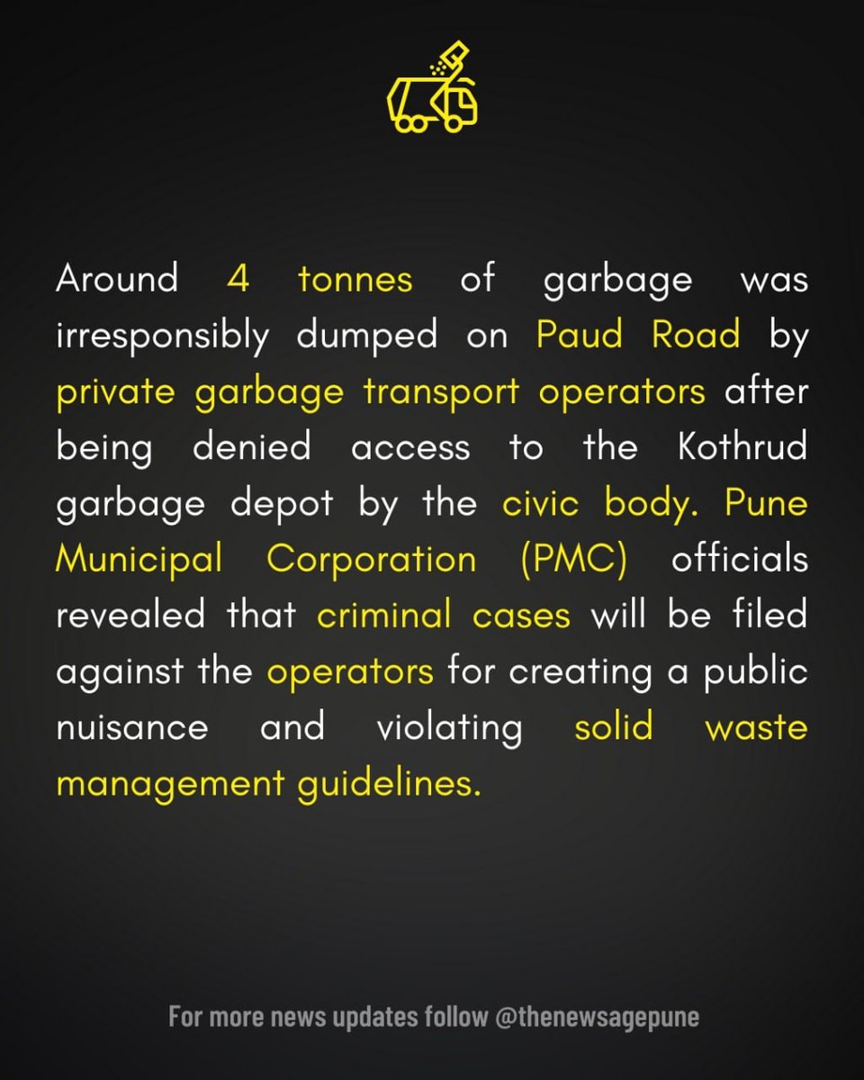 Thenewsagepune's tweet image. Private Garbage Operators Violate rules by Dumping 4 Tons of Trash on Paud Road. PMC to take action against the private bodies

#Pune #Garbage #GarbageDumping #PMC #Kothrud #PaudRoad #Newsupdate #NewsagePune