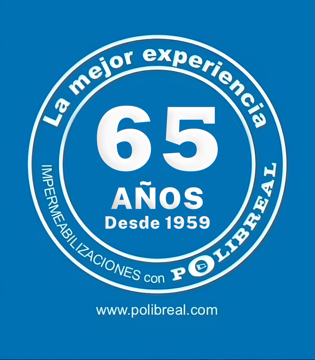 Polibreal's tweet photo. Estamos de aniversario. 65 años. 1959-2024. Sistema de impermeabilización POLIBREAL®️de IMCISA. Posiblemente la mejor solución de impermeabilización de cubiertas de mercado. https://t.co/cvb3A192rJ