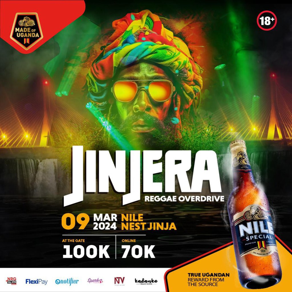 Nabimara_Paul's tweet photo. It’s a JInja - Era, Bringing Amsterdam and Jamaica to JInja city. Let’s celebrate the great city of JInja and its beautiful heritage in a reggae overdrive.

Simply Dial *291#, select tickets, search Jinjera to grab your early bird ticket #Jinjera #ReggaeOverDrive https://t.co/6QqjyoHsgd
