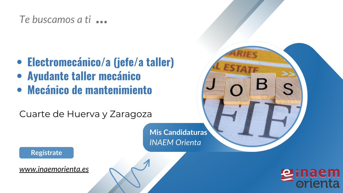 🆕 Nuevas #oportunidades de #empleo en inaemorienta.es para #Cuarte de Huerva y #Zaragoza
🗣️Pregunta al equipo tutorial  👇👇👇