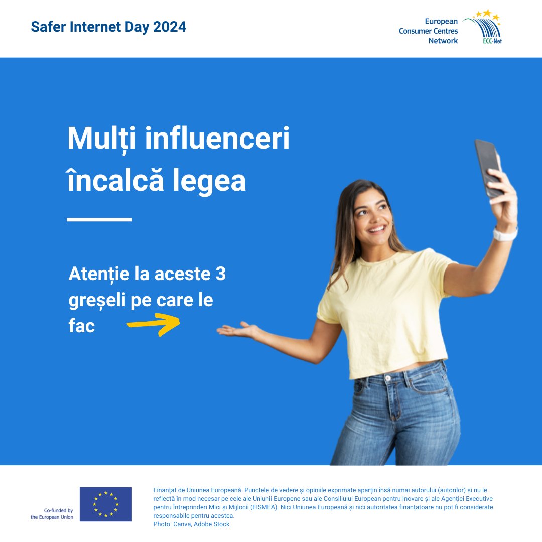 ECC-Net cere influencerilor din Europa să contribuie la protejarea tinerilor consumatori astăzi, de Ziua Siguranței pe Internet #ECCNet #SaferInternetDay #SID2024