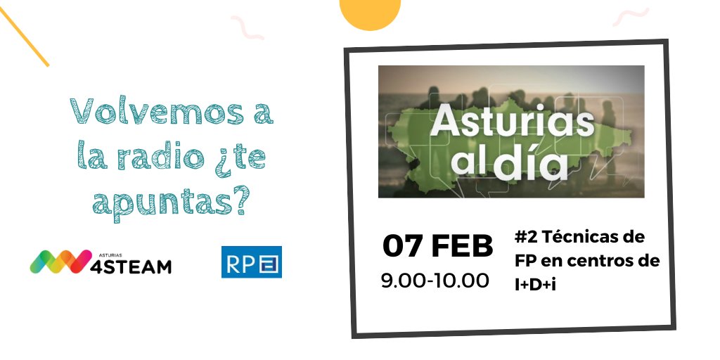 asturias4steam (@asturias4steam) on Twitter photo 📻🔬👩🔬👩 Día Internacional de la Mujer y la Niña en la Ciencia. Volvemos a la radio a visibilizar y reivindicar el papel de las técnicas de FP en los centros de I+D+i. Con Patricia Blanco y Patricia Álvarez (<a href="/incarCSIC/">INCAR-CSIC</a> ) y Laura Fernández (IES Número 1). ¿Te lo vas a perder? 📻🔬👩🔬👩 Día Internacional de la Mujer y la Niña en la Ciencia. Volvemos a la radio a visibilizar y reivindicar el papel de las técnicas de FP en los centros de I+D+i. Con Patricia Blanco y Patricia Álvarez (<a href="/incarCSIC/">INCAR-CSIC</a> ) y Laura Fernández (IES Número 1). ¿Te lo vas a perder?
