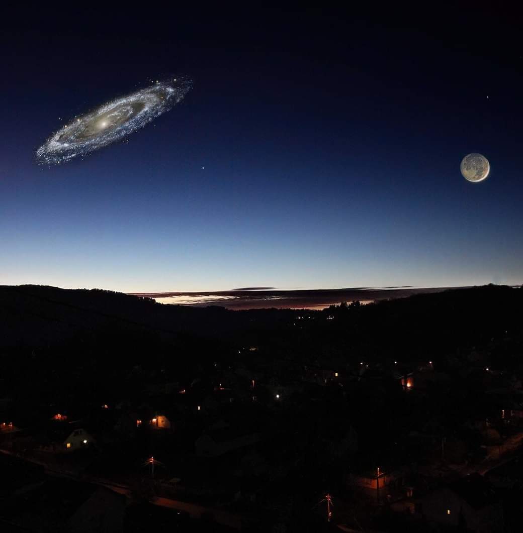 If Andromeda were brighter, this is what you’d see in the sky.