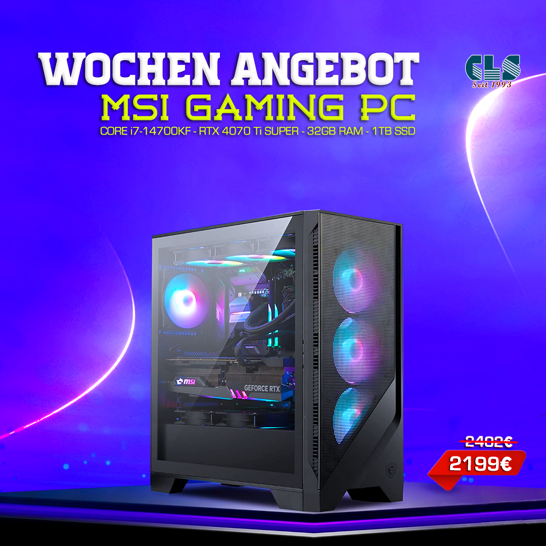 cls_computer's tweet image. 🔥 Wöchentliches Gaming-PC-Angebot! 

▶️ Neugierig geworden?Dann entdecke unsere Gaming PCs mit den aktuellsten Prozessoren der über den folgenden Link: cls-computer.de/gaming-pc-inte…

#intel #gamingpc #powerperformance #budgetgamingpc #ultimatepc #pcbuilds #WOCHENANGEBOT #MSIPC