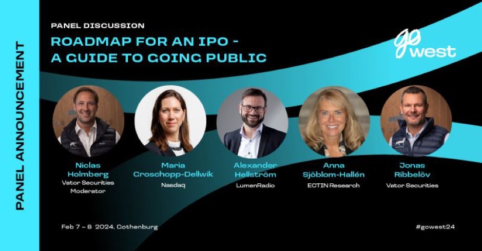 EctinAb's tweet photo. Ectin Research CEO Anna Sjöblom-Hallén has been chosen for an expert panel discussion at #GoWest2024 ‘Roadmap for an IPO - A Guide to Going Public’. Join her and the panel as they share their experiences and insights! https://t.co/TqMtS3vqUC https://t.co/5jO6fClPGj