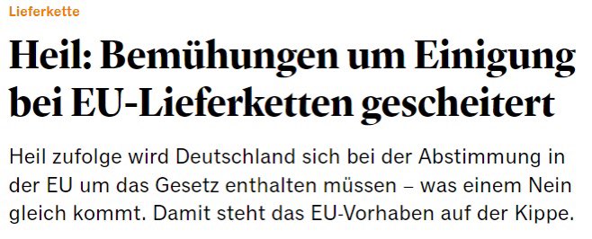 So übel: Die FDP hat auch den letzten Kompromissvorschlag von Bundesarbeitsminister Heil abgelehnt, jetzt muss Deutschland sich bei der Abstimmung zum EU-Lieferkettengesetz enthalten. Die FDP sabotiert damit eins der wichtigsten Gesetze für die ganze EU!