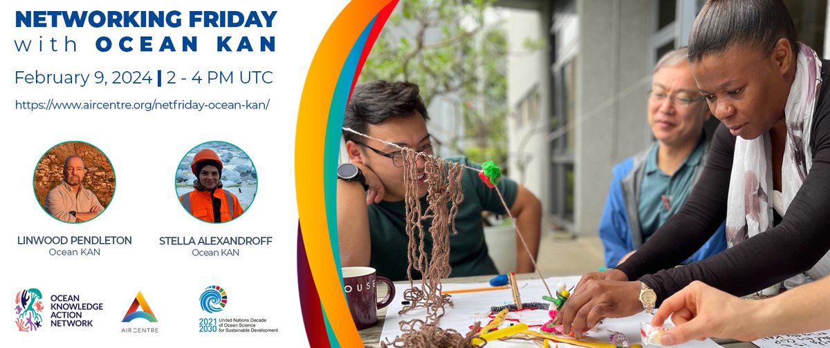 AIRCentre_org's tweet image. [#netfridays] February 9, 2024, 2 - 4 PM UTC, on Networking Fridays we turn over hosting to the Ocean Knowledge Action Network (Ocean KAN)! 📝lnkd.in/dCtuvuT7 🖥️lnkd.in/dbfHn5rQ
#oceanconservation #marineconservation #collaboration #oceankan
