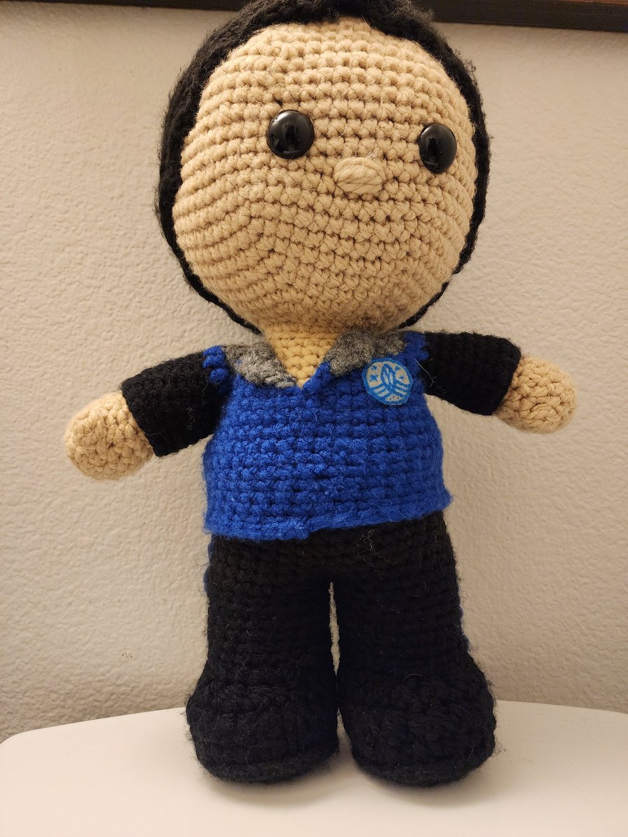 SpaceManCrochet's tweet photo. And here he is!! 100% complete and ready to go! The Orville badge is hand painted. I hope you all love him as much as I do! 

#TheOrville #RenewTheOrville #CaptainMercer #SpacemanCrochet #Handmade https://t.co/oUm0yvNzwW