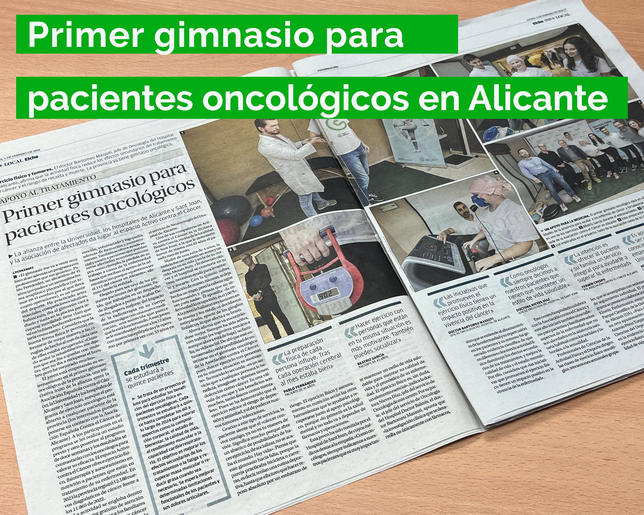 CÁNCER ALICANTE  Primer gimnasio para pacientes oncológicos en