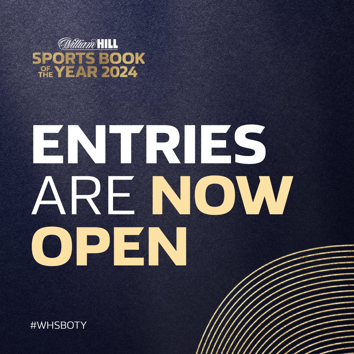 BookiePrize's tweet photo. 𝘾𝘼𝙇𝙇𝙄𝙉𝙂 𝘼𝙇𝙇 𝘼𝙐𝙏𝙃𝙊𝙍𝙎...
 
Entries are open for the 2024 William Hill Sports Book of the Year! 🏆📚
 
Entries close on Friday 30th August — get ahead and enter NOW. 🙌
 
You can submit your entry below. 👇
 
#WHSBOTY