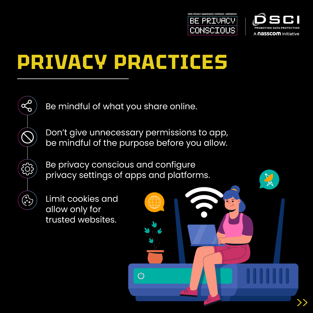 DSCI_Connect's tweet image. #SaferInternetDay2024 | Take charge of your online safety today! From privacy to cyber safety, digital payments to online safety for kids, know the essential tips to navigate the digital world securely. 

Explore our #DataPrivacy Awareness Campaign and access valuable awareness…