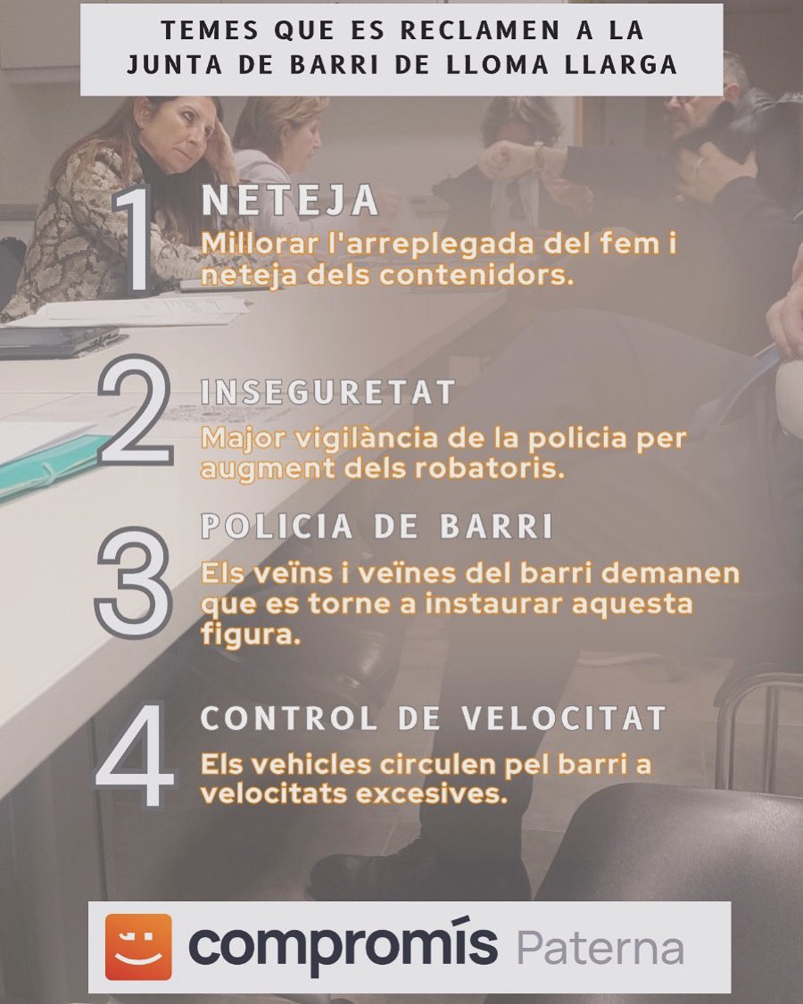 🟠 Vos deixem un resum del que va estar en la vesprada d’ahir la Junta de Barri de #llomallarga